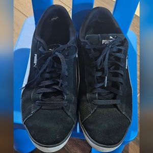 PUMA Mens Classic Suede Black White Sneakers Size 11